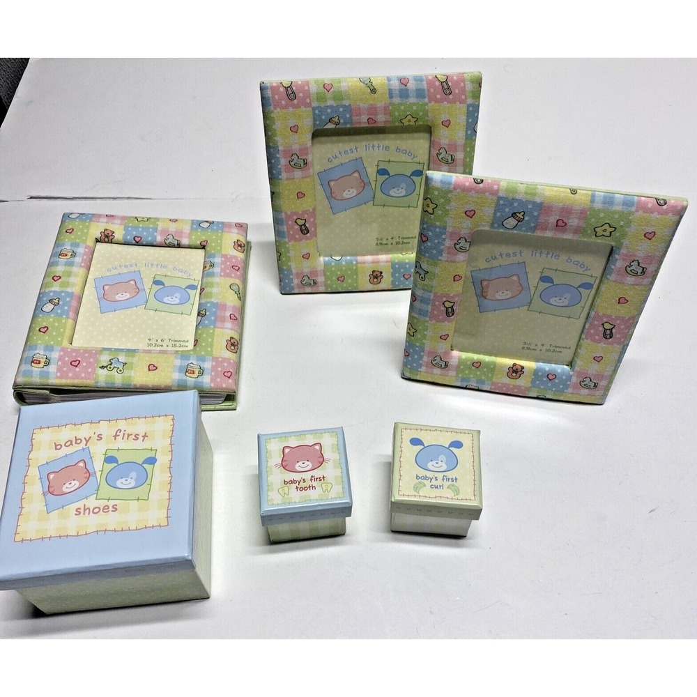 New Baby firsts lot of Picture frame, album, boxes for hair tooth shoes gift